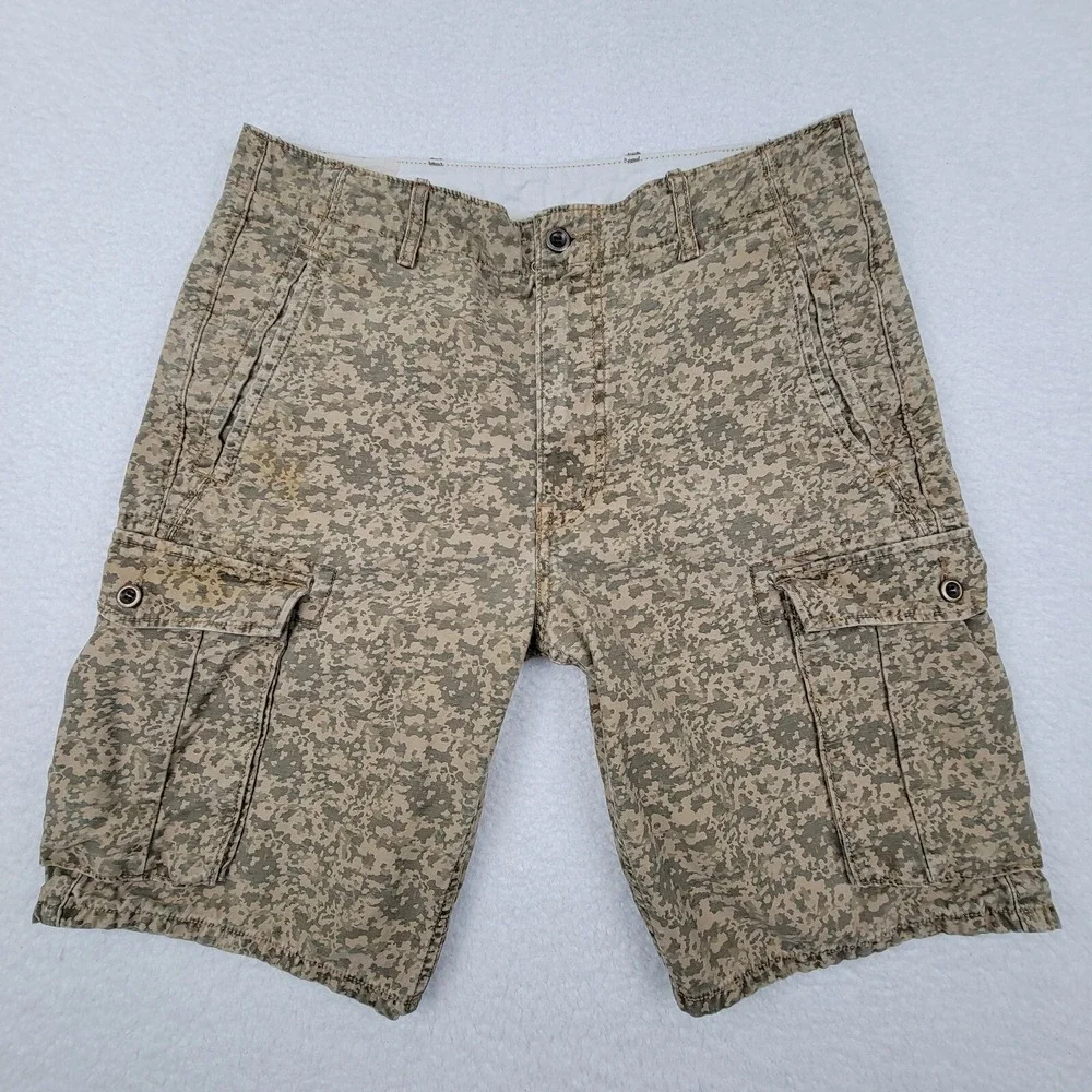 Levis Cargo Camo Shorts Mens 32 Cotton‎ Military Distressed Army Green READ